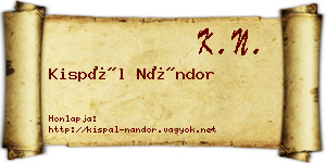 Kispál Nándor névjegykártya